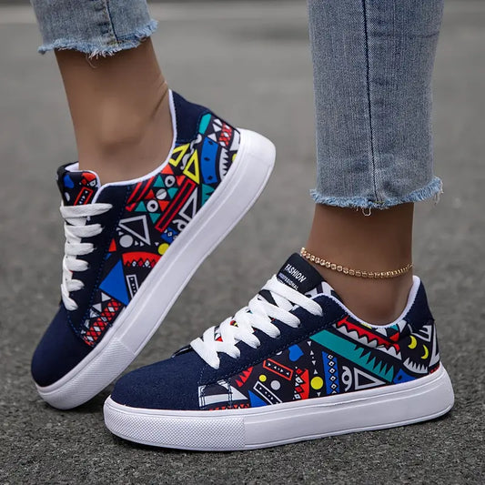 Unisex Geometric Sneakers - Lightweight Casual Shoes for Everyday Wear