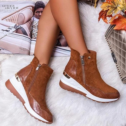 Women's Leather-Look Heeled Ankle Boots