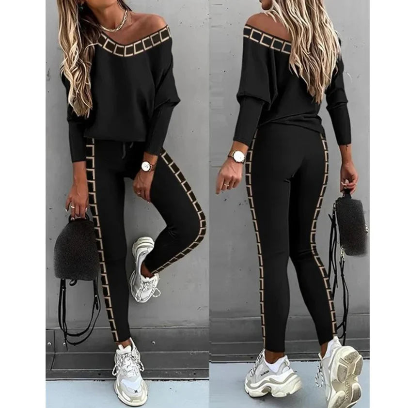 Women's Patterned Two Piece Casual Set