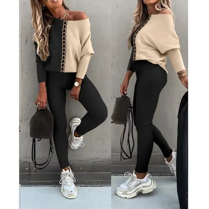 Women's Patterned Two Piece Casual Set