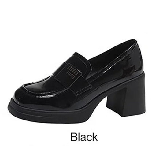 Square Toe Slip-On Loafers Leather-Look Shoes