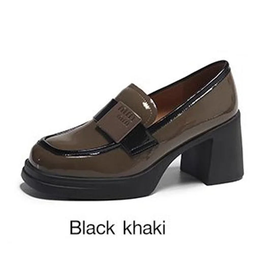 Square Toe Slip-On Loafers Leather-Look Shoes