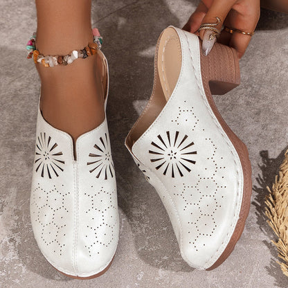 Women’s Laser-Cut Block Heel Mule