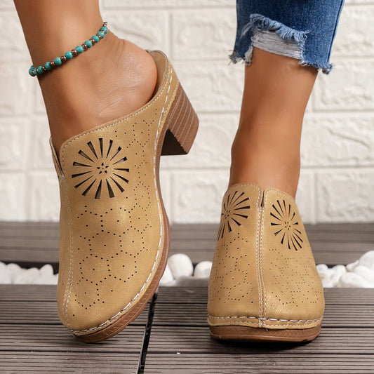 Women’s Laser-Cut Block Heel Mule