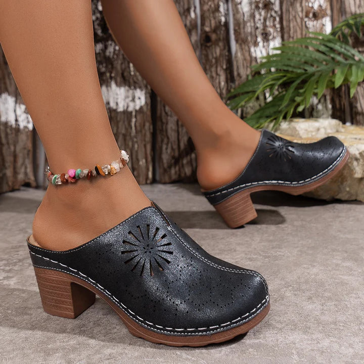 Women’s Laser-Cut Block Heel Mule