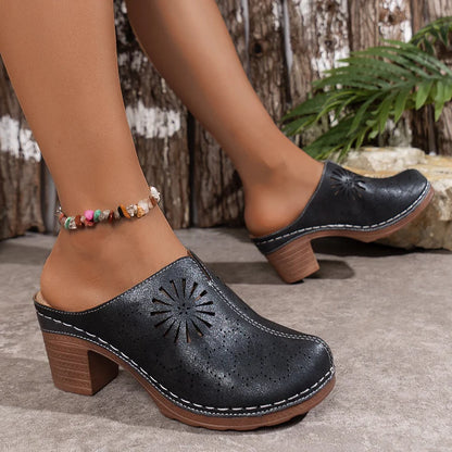 Women’s Laser-Cut Block Heel Mule