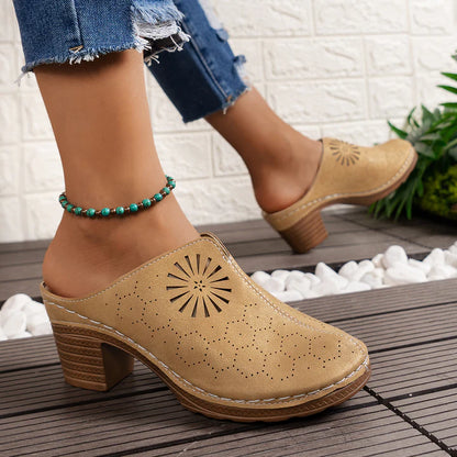 Women’s Laser-Cut Block Heel Mule