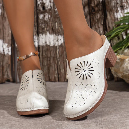 Women’s Laser-Cut Block Heel Mule