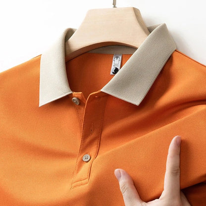 Men's Textured Long Sleeve Polo Shirt
