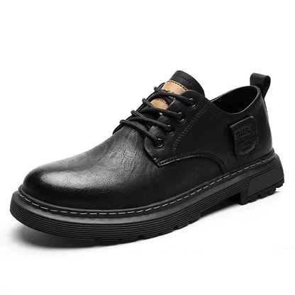 Men’s Supportive Leather-Look Walking Shoes with Cushioned Arch Design