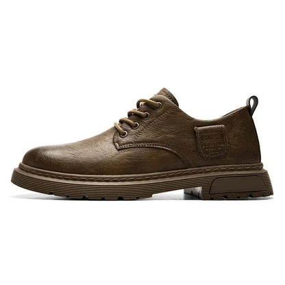 Men’s Supportive Leather-Look Walking Shoes with Cushioned Arch Design