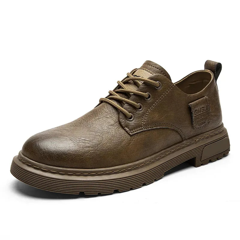Men’s Supportive Leather-Look Walking Shoes with Cushioned Arch Design