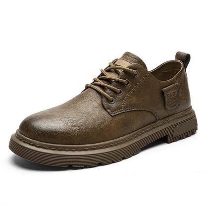 Men’s Supportive Leather-Look Walking Shoes with Cushioned Arch Design