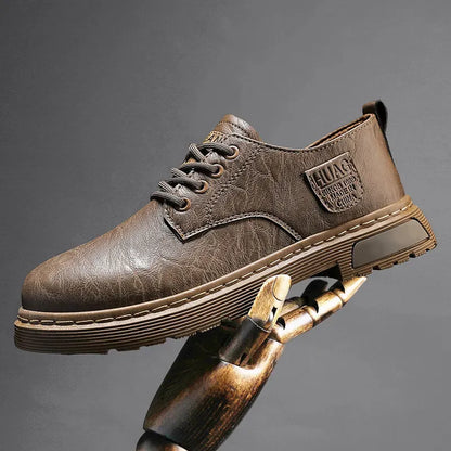Men’s Supportive Leather-Look Walking Shoes with Cushioned Arch Design