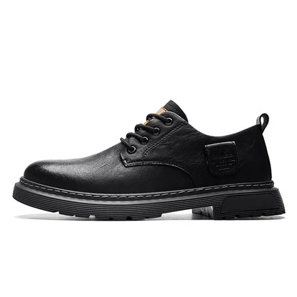 Men’s Supportive Leather-Look Walking Shoes with Cushioned Arch Design