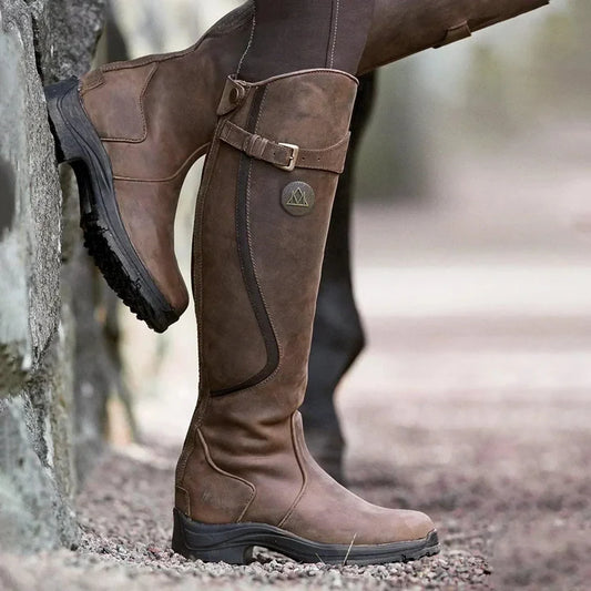 Women’s Waterproof Leather-Look Knee High Boots