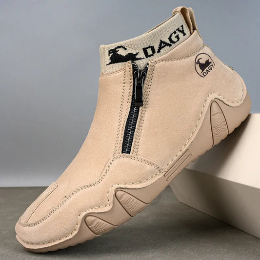 Men's Lightweight Leather-Look Side-Zip Work Boots
