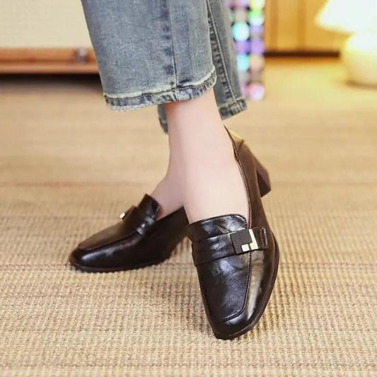 New Women's High-Heeled Round Toe Leather-Look Shoes