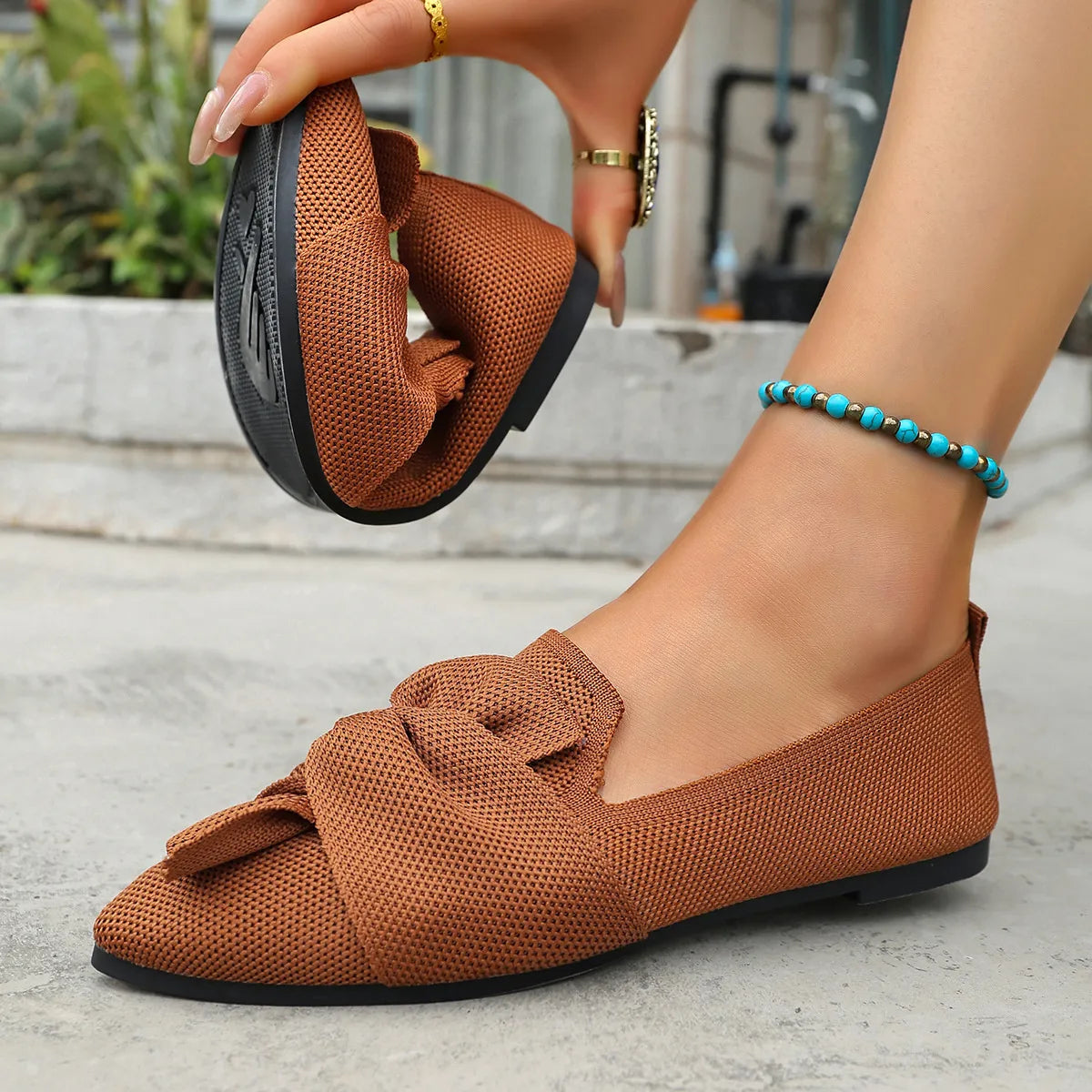 Mesh Bow Slip-On Comfort Shoes