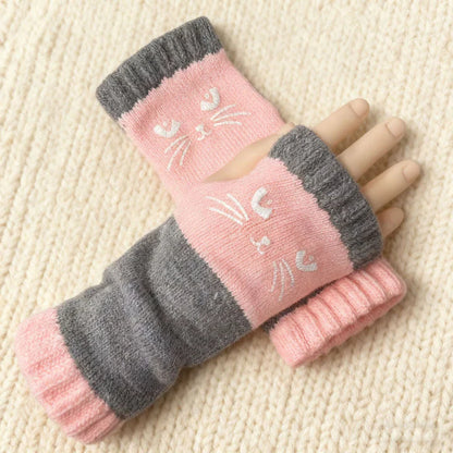 Women’s Cosy Cartoon Open-Finger Winter Gloves