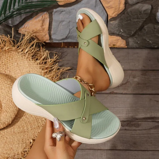 Women's Crossover Platform Wedge Sandals