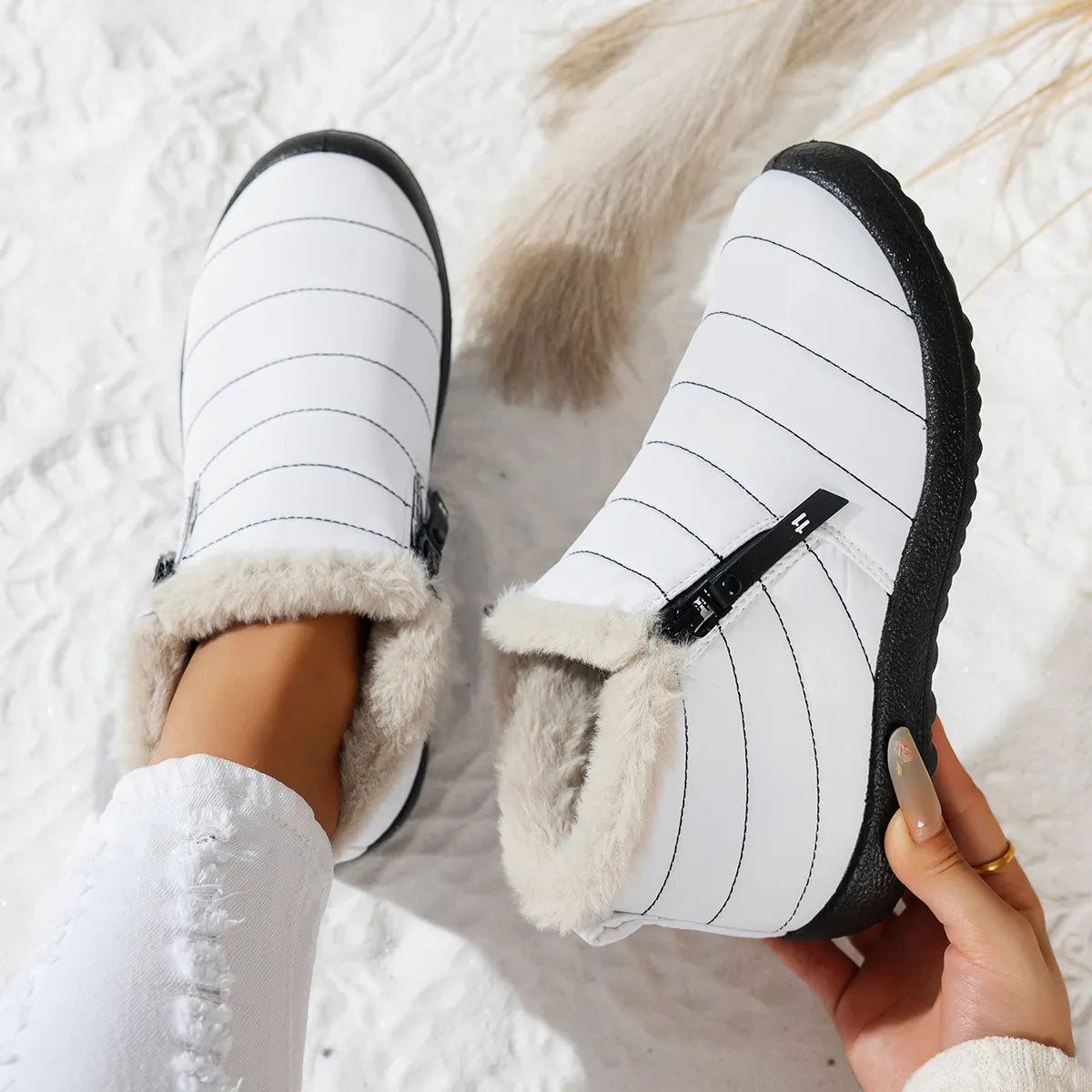 Women's Waterproof Warm Side Zipper Winter Boots