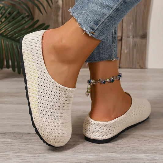 Women's mesh breathable low heel slippers