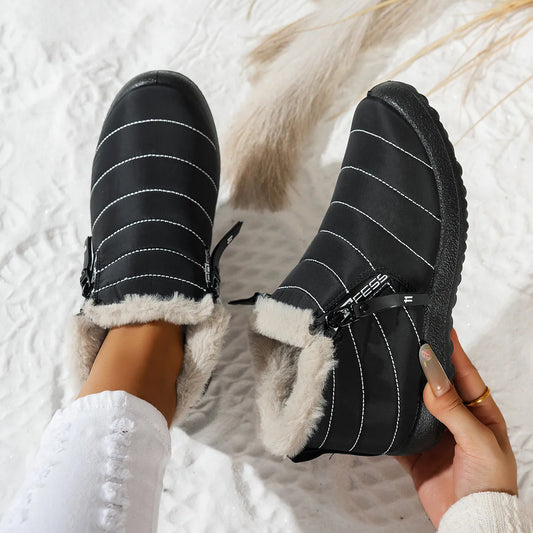 Women's Waterproof Warm Side Zipper Winter Boots