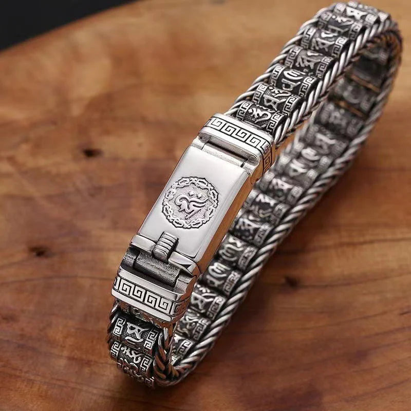 Prayer Wheel Charm Bracelet in Silver-Tone Alloy