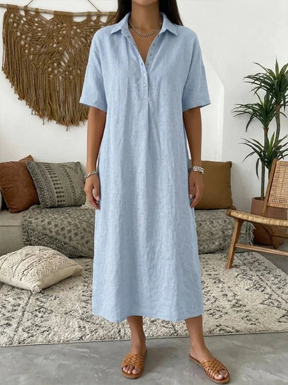 Women’s Relaxed Linen-Blend Shirt Dress