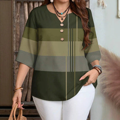 Women’s Plus-Size Geometric Colour-Block Blouse