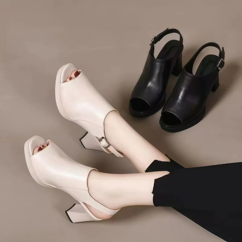 Women's Peep-Toe Platform Slingback Sandals