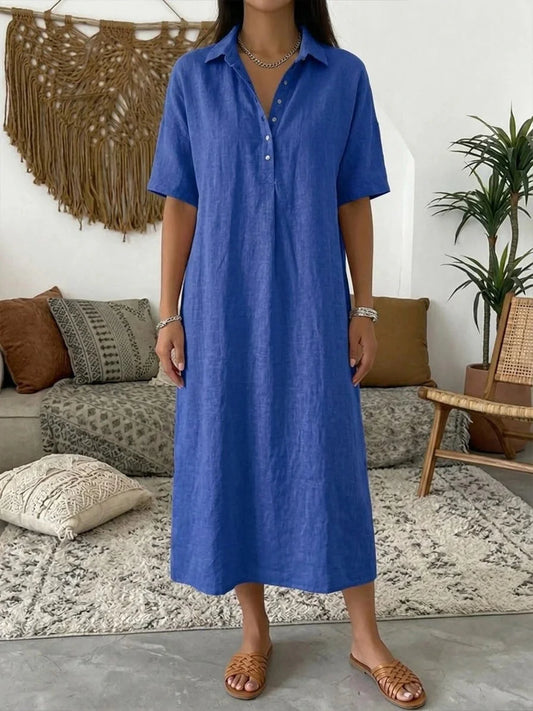 Women’s Relaxed Linen-Blend Shirt Dress