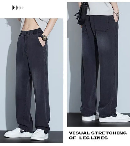 Men’s Lightweight Denim-Look Drawstring Trousers