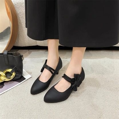 Women’s Bow Mary Jane Kitten Heel Comfort Shoes