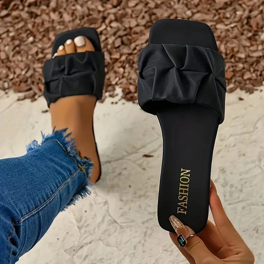 Women's Ruched Strap Slide Sandals