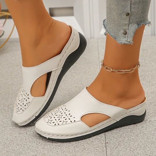 Women's Perforated Slingback Wedge Shoes