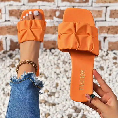 Women's Ruched Strap Slide Sandals