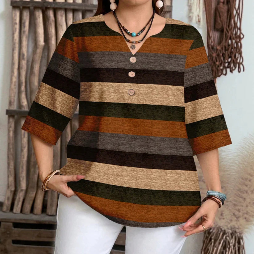 Women’s Plus-Size Geometric Colour-Block Blouse
