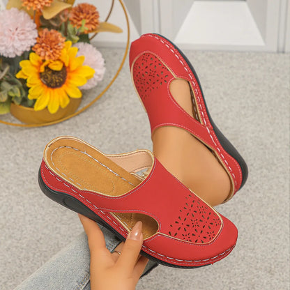 Women's Perforated Slingback Wedge Shoes