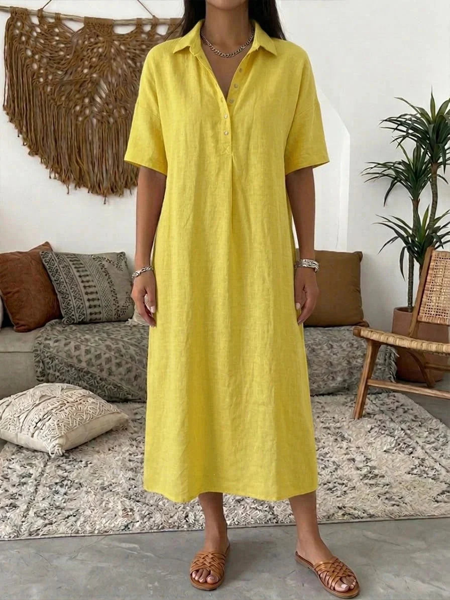 Women’s Relaxed Linen-Blend Shirt Dress