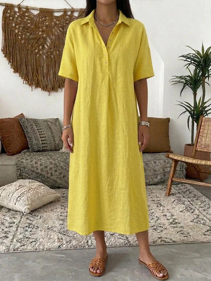 Women’s Relaxed Linen-Blend Shirt Dress