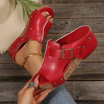 Women’s Studded Open-Toe Wedge Sandals