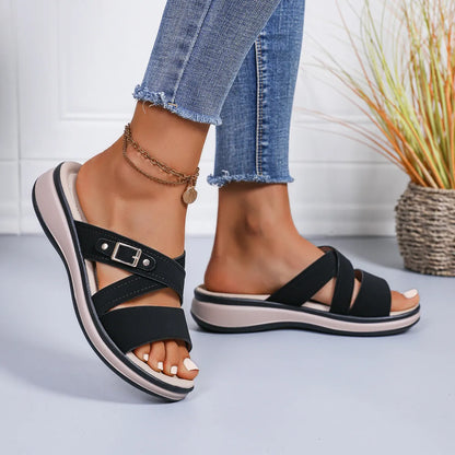 Women's Crossover Strap Wedge Sandals