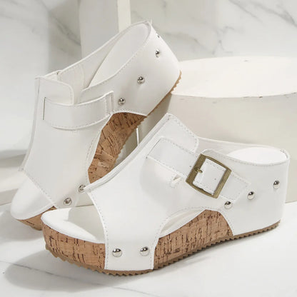 Women’s Studded Open-Toe Wedge Sandals