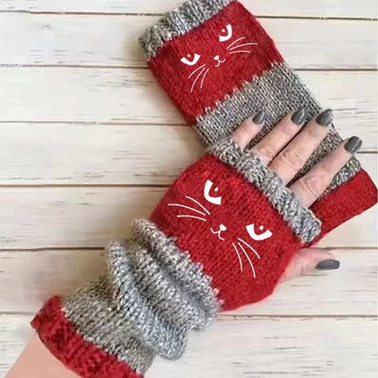 Women’s Cosy Cartoon Open-Finger Winter Gloves