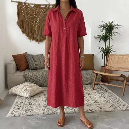 Women’s Relaxed Linen-Blend Shirt Dress
