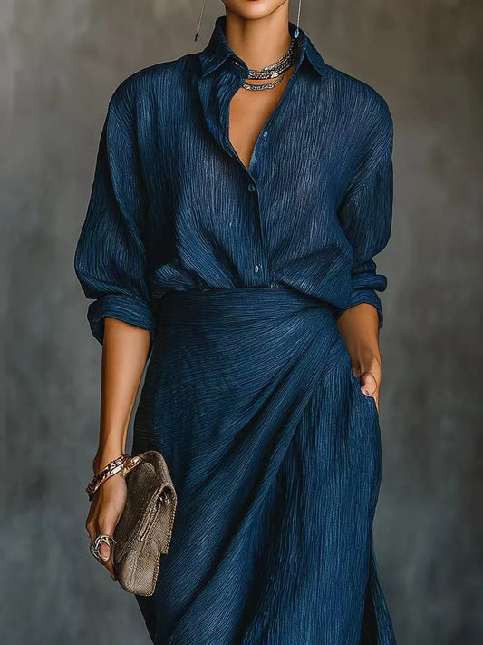 Women's Collared Draped Maxi Dress