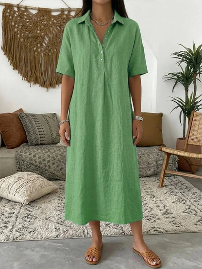 Women’s Relaxed Linen-Blend Shirt Dress