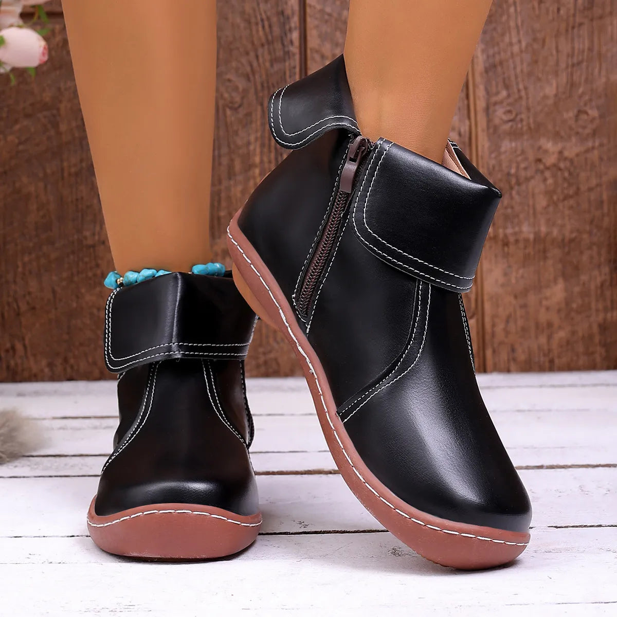 Women’s Comfort Leather-Look Walking Boots